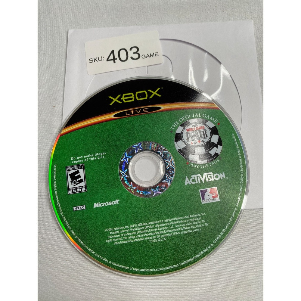 World Series of Poker Play the Pros Microsoft Xbox
